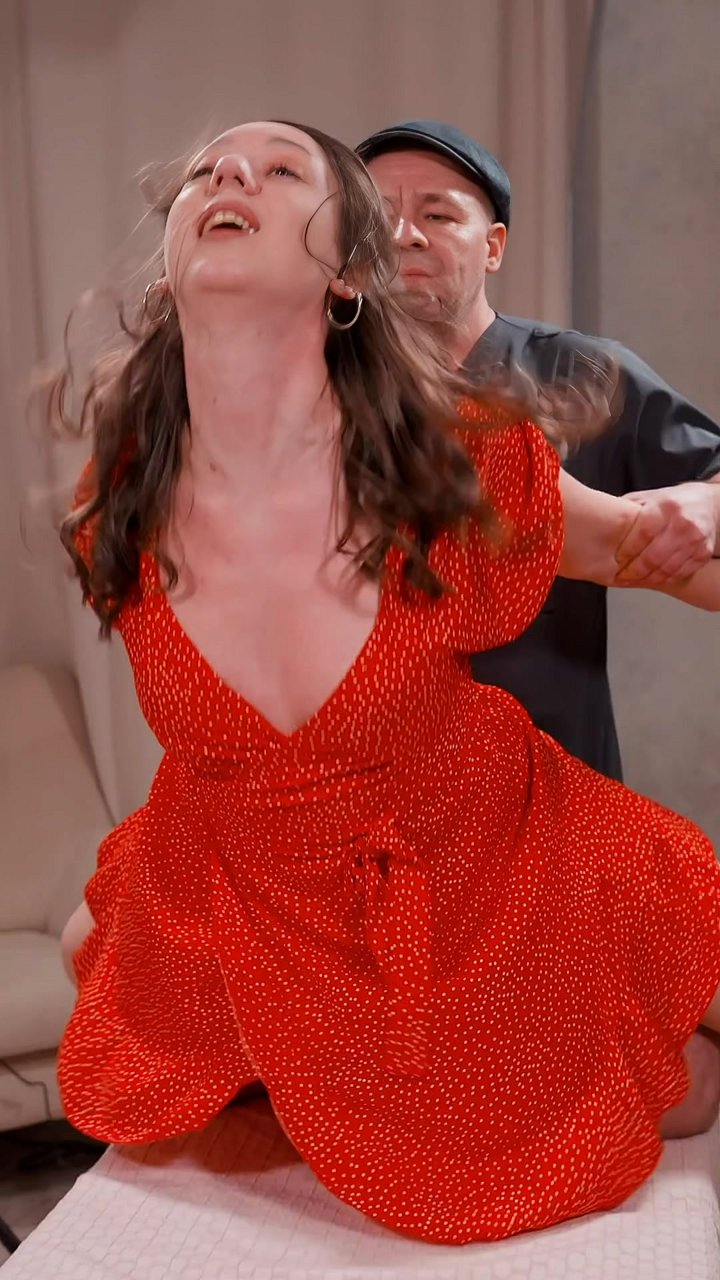 Why this intense reaction is actually a GOOD sign for her back. This powerful thoracic spine mobilization uses her arms as leverage for a deep release. The audible cry and dramatic arching of her back signal a profound neurological reset, unlocking years 