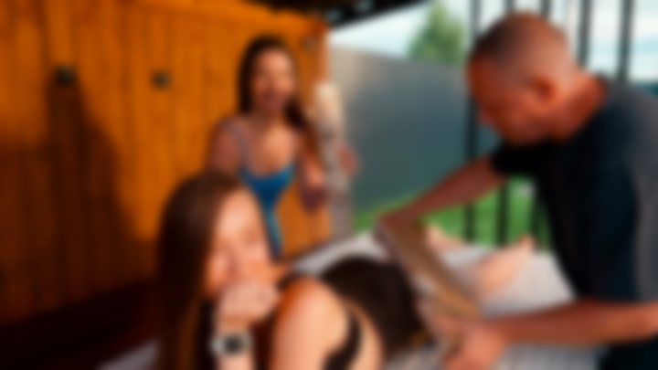 WOODEN LOG MASSAGE AND STRETCHING ON ME 🔥 — WITH ANNA AND MAX 💞 | PURE RELAXATION — Kristina
