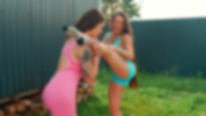 OUTDOOR STRETCHING 🤸‍♀️ — MY BLUE AND HIS PINK TRACKSUITS 💞 | PURE RELAXATION 🔥 — Kristina