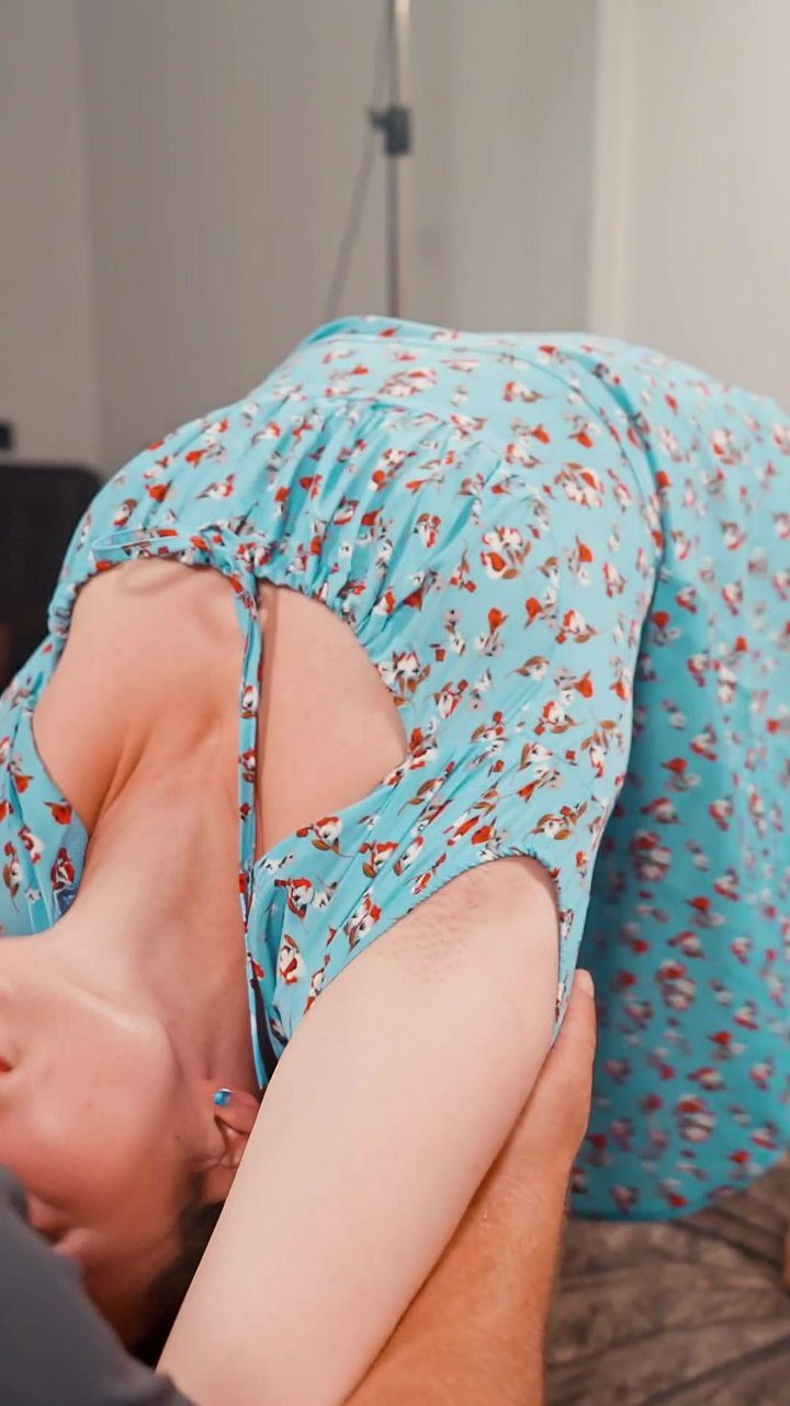 Years of desk work left her thoracic spine completely locked up. So we used a supported thoracic extension to mobilize her vertebral joints. This gentle arching motion releases deep tension around the rib cage and restores spinal mobility. She could final